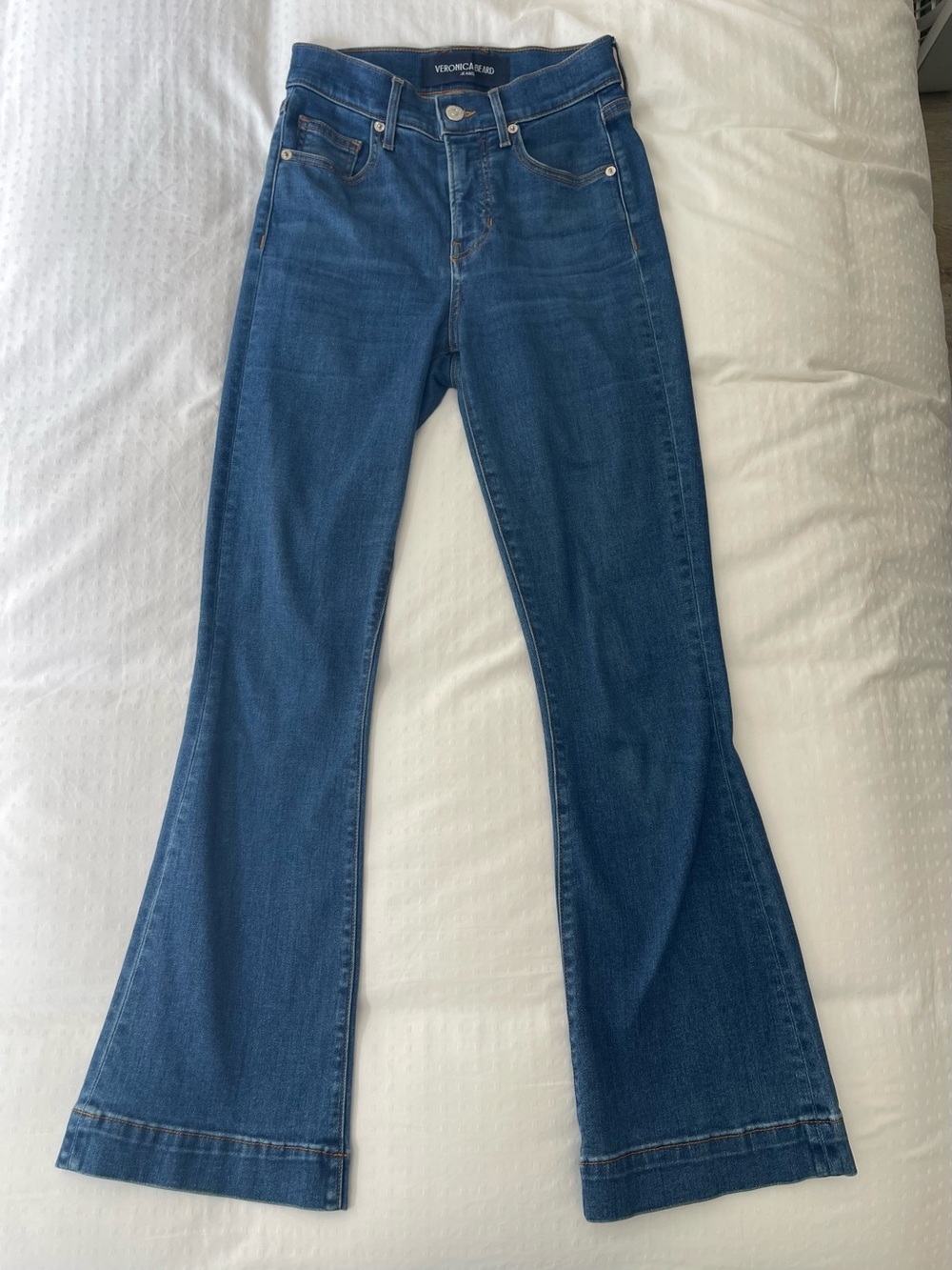 Veronica Beard Mid-Blue Carson High Rise Ankle Flare Jeans 24